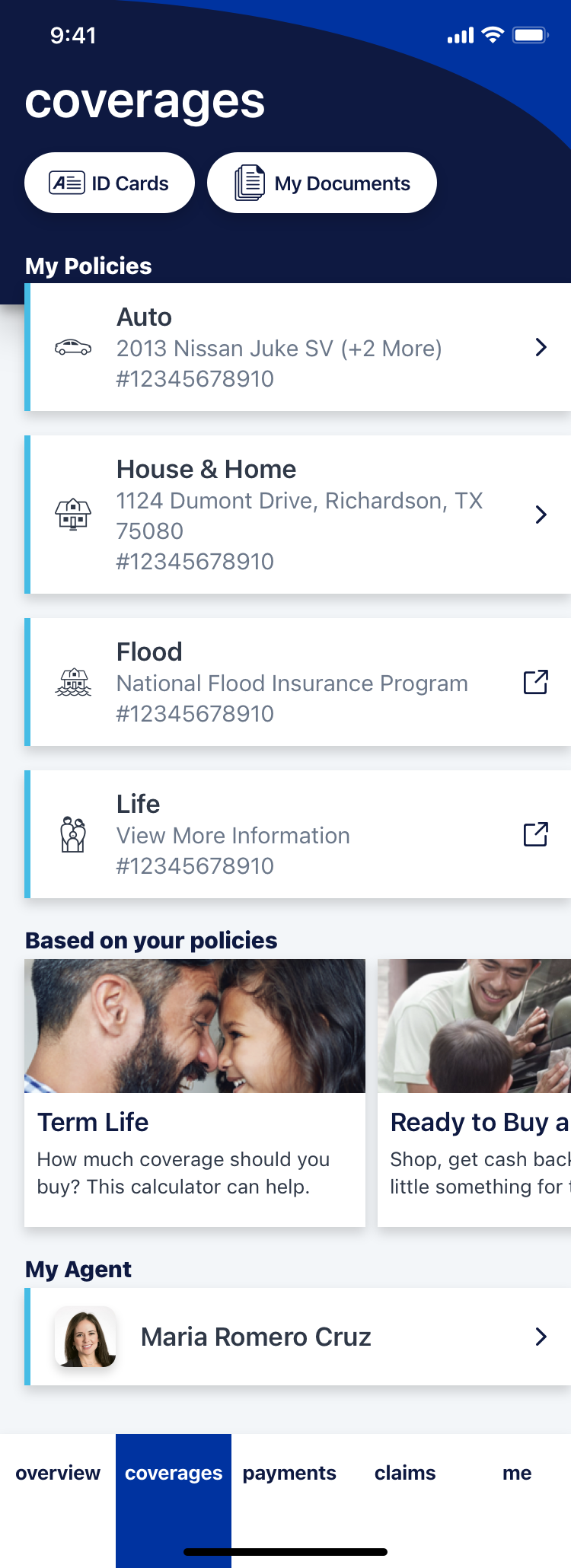 Coverages — multiple policies